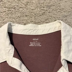 Aerie Muted Purple Polo with White Collar Large thumbnail 3