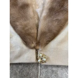 Vintage Cameron Classics Cashmere Cardigan‎ Max Azen Mink Fur Collar Cream/Beige thumbnail 8