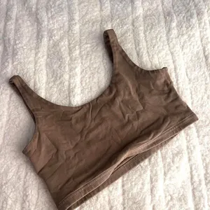 Brandy-melville Women's Brown and Tan Crop-top thumbnail 4