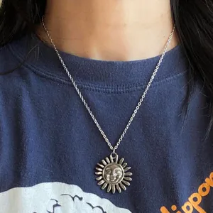 Handmade fully stainless steel sun boho retro vintage style necklace☀️ thumbnail 3