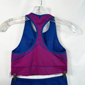Fabletics Medium Workout Set Pink Blue Seamless Sports‎ Bra Bike Shorts 1597 thumbnail 11