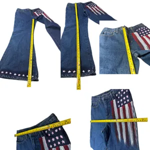 Second Generation Hand Painted American Flag Flare Jeans Size 16 thumbnail 7