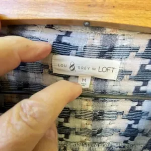 Lou & Grey LOFT houndstooth tie front cotton shirt thumbnail 2
