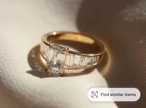 Etsy Vintage Cut Gold Moissanite Ring Size 9 thumbnail 1