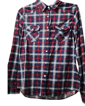 Passport Plaid Flannel‎ Shirt Long Sleeve Western Style Button Up Shirt Medium thumbnail 1