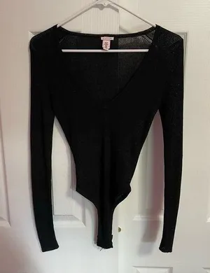 Victoria’s Secret- Women’s Black V-Neck Bodysuit XS thumbnail 1