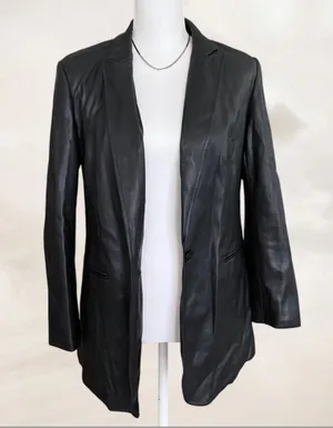 Express Black Faux Leather Blazer thumbnail 1