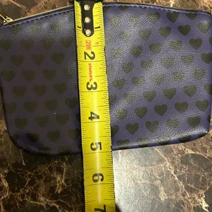 Ipsy indigo make up bag with black heart print thumbnail 4