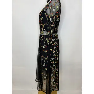 Lucy Paris Black Floral Embroidered Mesh Dress Sheer Overlay Romantic Size S thumbnail 5