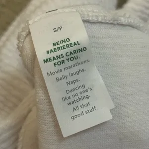 Aerie open collared white ribbed crop t-shirt women’s size small thumbnail 8