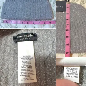 Kate Spade New York Heather Grey Silver Tinsel Knit Beanie Winer Hat OS NWT thumbnail 6