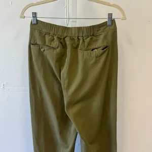 Mable Olive Green Asymmetrical Button Pleated Tapered Pants MP6040 Small Utility thumbnail 5