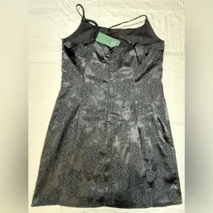 wild fable Black Floral Jacquard Satin Slip Dress with Adjustable Straps NWT thumbnail 7