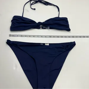 Bella‎ Dahl Swim Navy Blue Knotted Bandeau Bikini Halter Tie Womens Size Large thumbnail 7