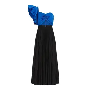 New! AMUR Cleopatra Pleated‎ One Shoulder Dress Black Blue Sz 6 $598 thumbnail 7