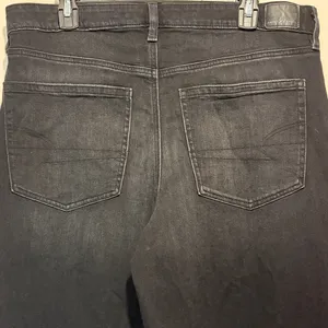 American Eagle Super High Rise Ultra Wide Leg Black Whiskering Fading Size 12R thumbnail 9