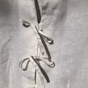 Pink Ribbon Collection White 100% Linen Tie Front Shirt Blouse M thumbnail 5