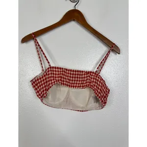 Reformation Alana Red Gingham Bustier Crop Top Sweetheart Neck Viscose Size 6 thumbnail 4