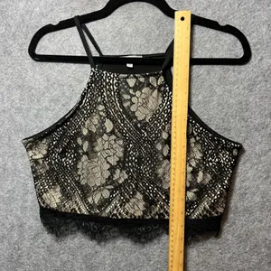Vintage Y2K Charlotte Russe‎ Black Lace Halter Crop Top Sexy Party Sleeveless thumbnail 3
