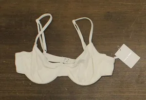 NWT Solid & Striped Womens Eva Bikini Top Cloud Terry Brule Off White L thumbnail 1