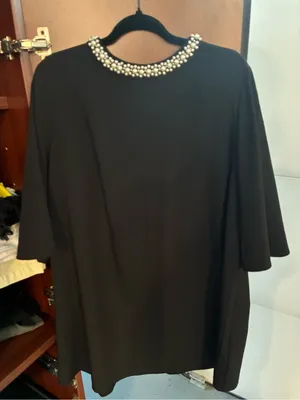 H&M Black Pearl-Trimmed Dress Size 12 thumbnail 3
