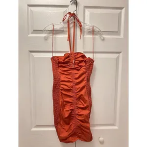 Free People Hold On Halter Mini Dress , Size Small Orange Red Rust‎ thumbnail 5