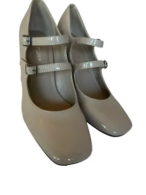 Marc Fisher Charisy Patent Taupe Heel Mary Janes Shoes Double Buckle Size 7.5 thumbnail 11