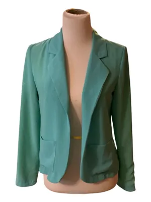 Willi Smith Mint Green Open Front Blazer Jacket - Size S thumbnail 1