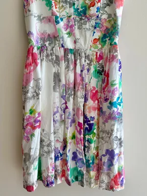 Amanda Uprichard Mai Tai Dress, Size Large, Floral Silk Garden Party Mini Dress thumbnail 4