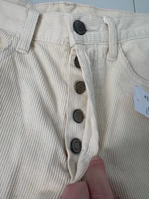 John Galt White Corduroy Straight Leg Jeans with‎ 5 Pockets Size Small Cream NWT thumbnail 11