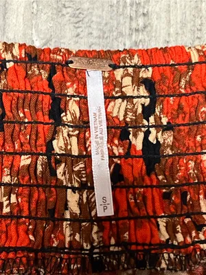 Free People Pattern Play Orange Floral Linen Blend Babydoll Mini Dress S thumbnail 3