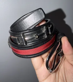 Tory Burch Black Leather Red Ribbon & Silver‎ Snaffle Bits Horse Bit Belt 26 thumbnail 1