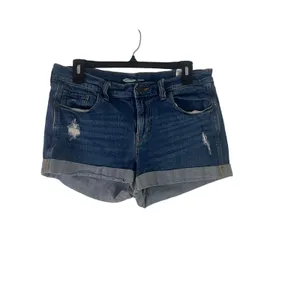 Old Navy Women's Size 8‎ Boyfriend Roll Tab Denim Shorts thumbnail 2