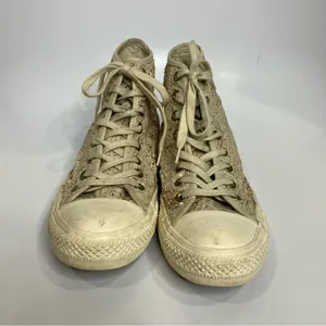 Converse all star Hi Parchment Hightop Sneakers cream sequin women’s size 9‎ thumbnail 3