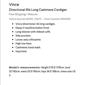 Vince 100% cashmere beautiful off white ribbed long cardigan thumbnail 16