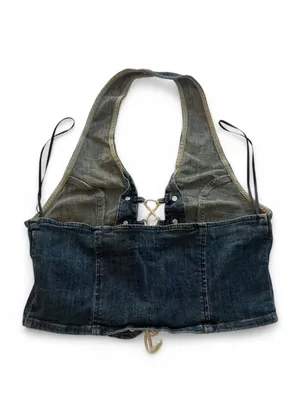 BDG Denim Halter Lace Up Top size medium thumbnail 2
