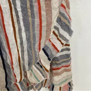 Free People Blue & Pink Vertical Striped Short Sleeve Wrap Dress Womens L Mini thumbnail 5