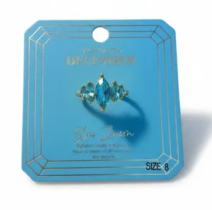 December Birthstone Blue Zircon 14K Gold Plated Marquise Ring Size 8 thumbnail 1