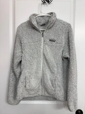 Columbia Gray High Pile Sherpa Fleece Full Zip Jacket Women’s S thumbnail 3