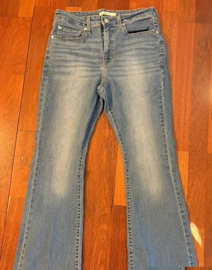 Levis 726 Flare Jeans Womens 31 Blue Denim Striped High Rise Light Wash Stretch thumbnail 1