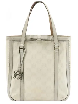 Loewe Taupe Anagram Pvc & Synthetic Leather Trim Tote Bag thumbnail 1