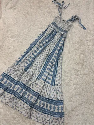 Zara blue and white printed midi dress thumbnail 1