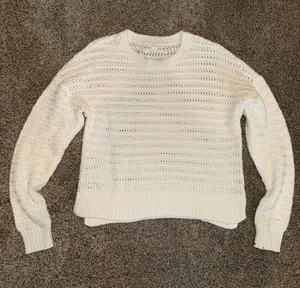 Aeropostale Women's Cream Open-Knit Long Sleeve Crewneck Sweater thumbnail 1