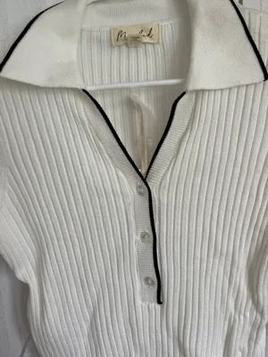 Marled Reunited Ivory Sweater With Black Tipping thumbnail 2