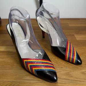 Garolini Vintage Sling Back Heels Rainbow Toe Women's 9.5N Pointed Toe Flawed thumbnail 1