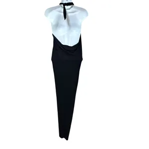 Free People Beach Black Halter Twist Knot V-Neck Open Back Maxi Dress Small thumbnail 2