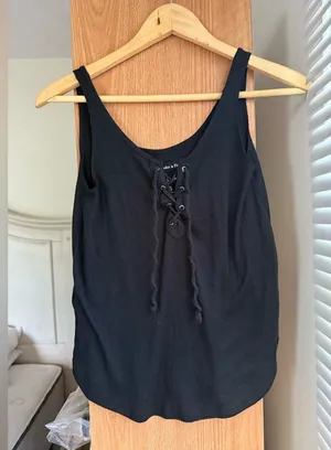 Abercrombie & Fitch Black Lace-Up Tank Top thumbnail 1