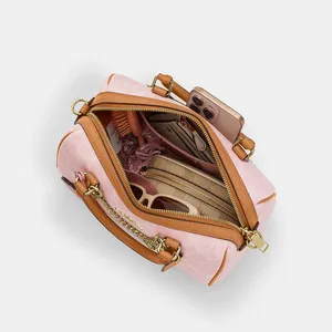 Coach Rowan Satchel Bag Signature Canvas With Charms Gold/Powder Pink CEA18 NWT thumbnail 17