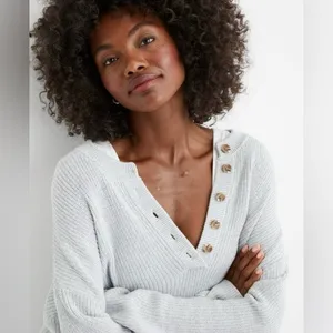 Aerie Oversized Henley Sweater thumbnail 2