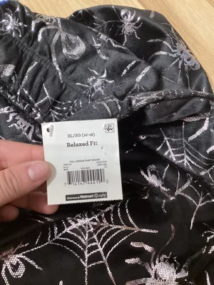 Black and Silver Spider Pajama Pants Size XL thumbnail 3